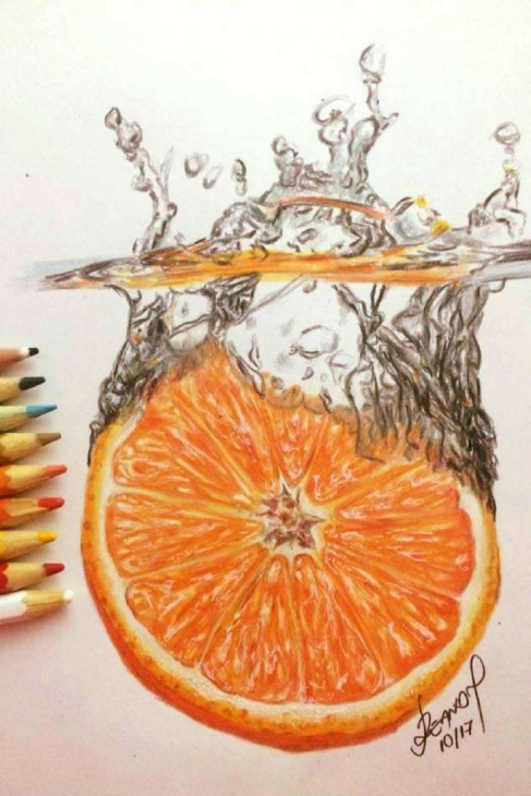 desenho realista da laranja